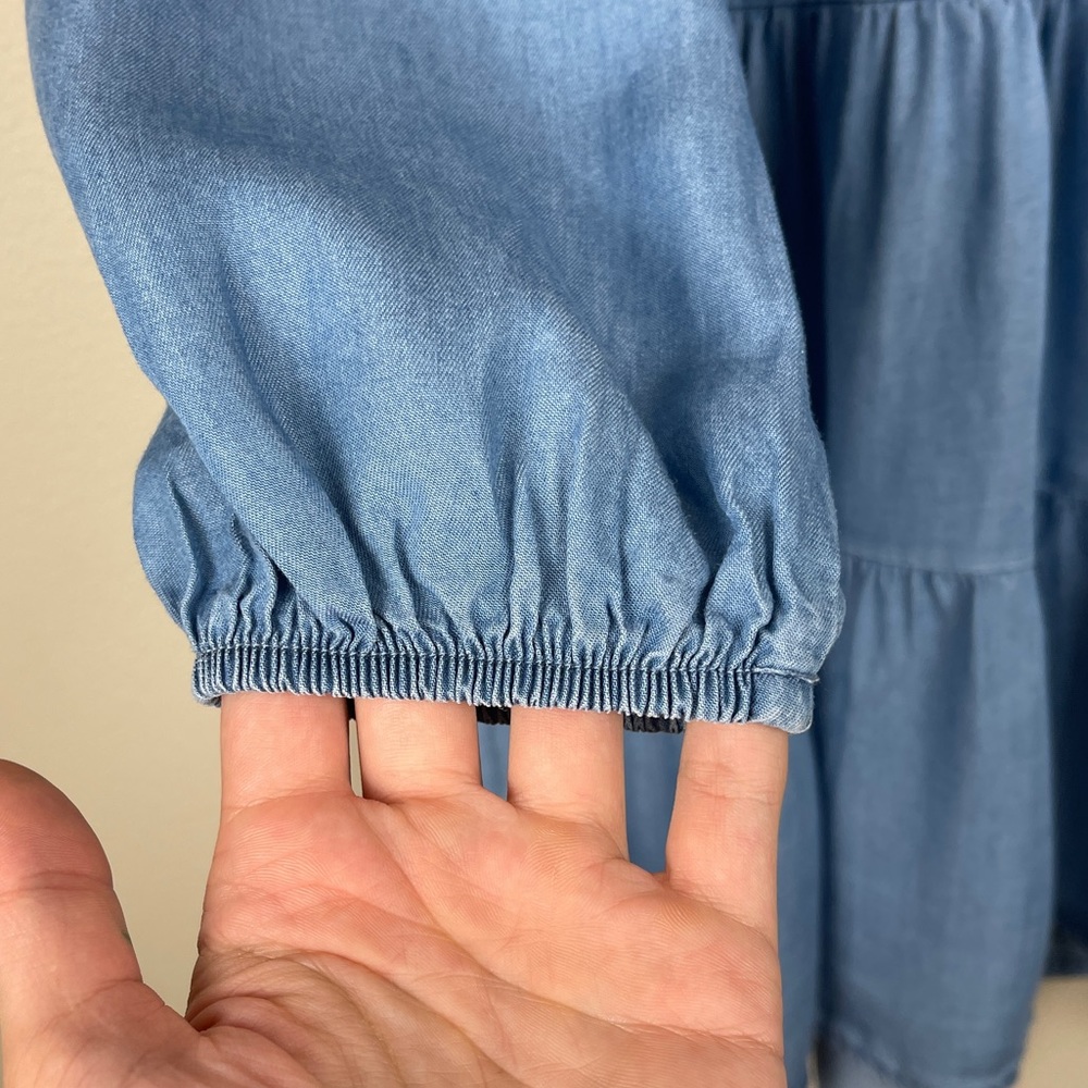 Tiered Button Front Boho Chambray Dress - image 5